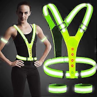 Led Reflective Vest, High Visibility Led Reflective Safety Vest Running Lights For Runners