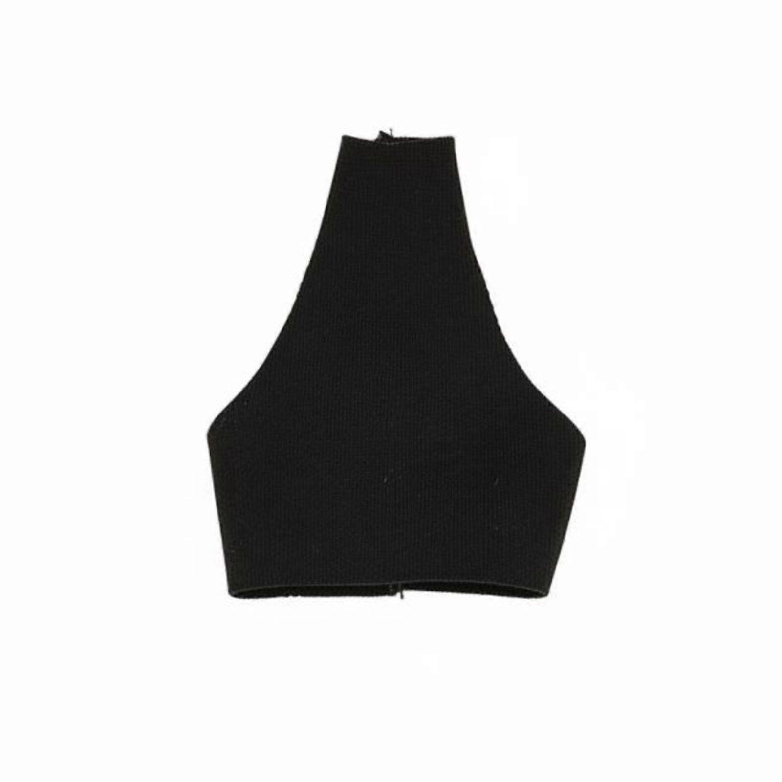 Backless Halter Top Stretchy Material High Neck Crop Top Close-Fitting