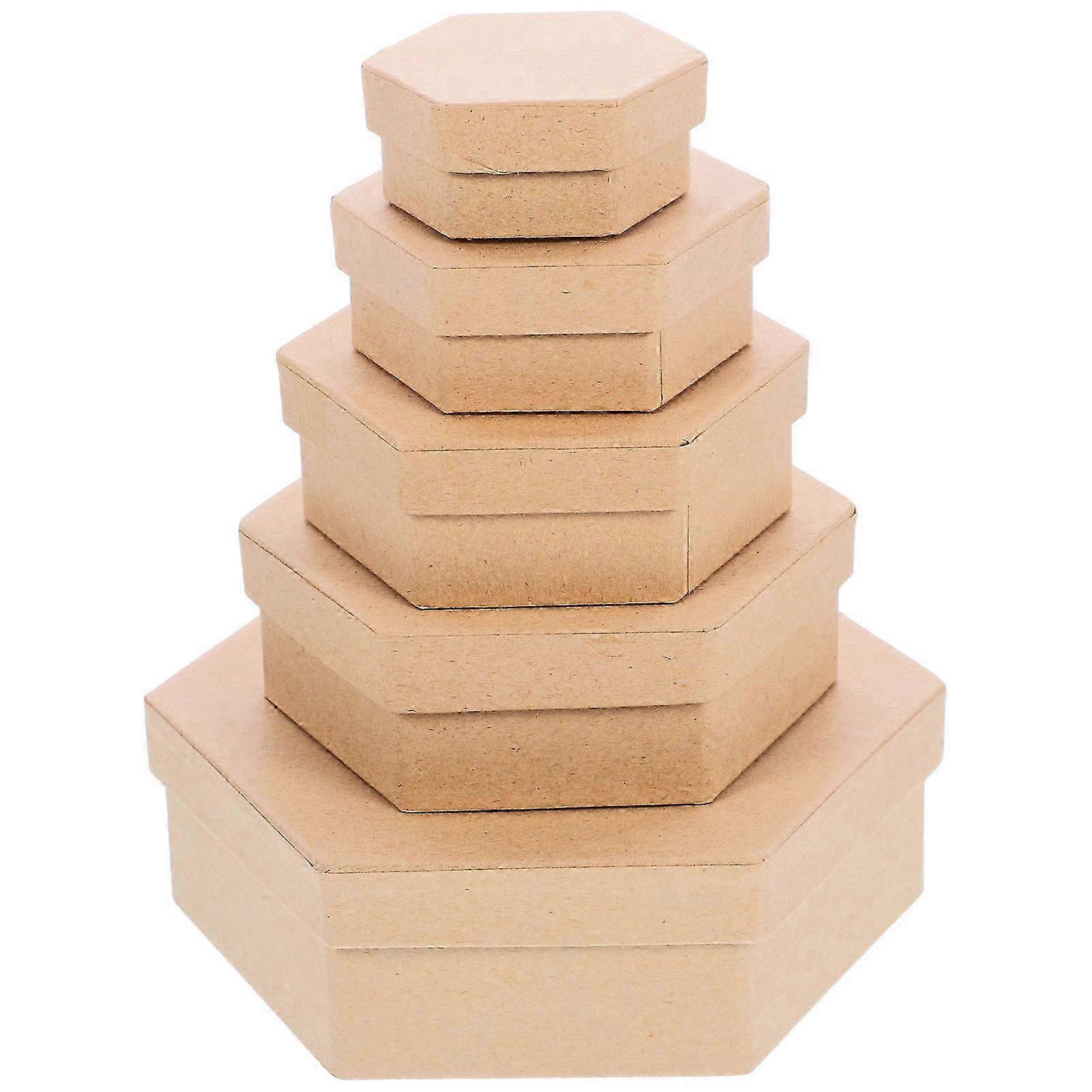 Boxes For Presents present Boxes Packaging Wedding Light Brown Hexagonal Diy Painting 5Pcs