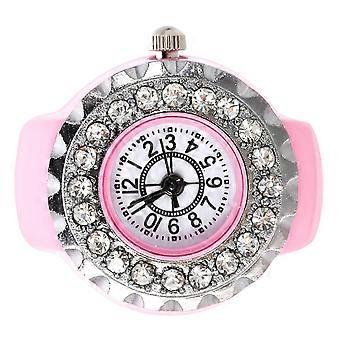 Bague-montre rose décorative pour femme (lot de 2) - Montre élégante