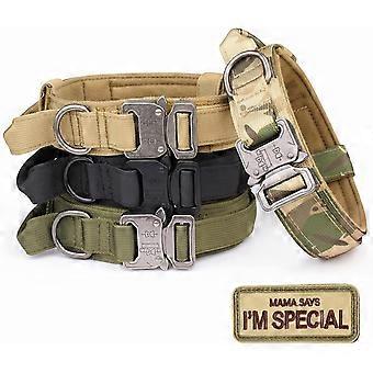 Tactical Dog Collar -  Military Dog Collar with Mama Says I m Special Patch Thick with Handle K9 Collar Tactipup Dog Collars Adjustable Heavy Duty Met