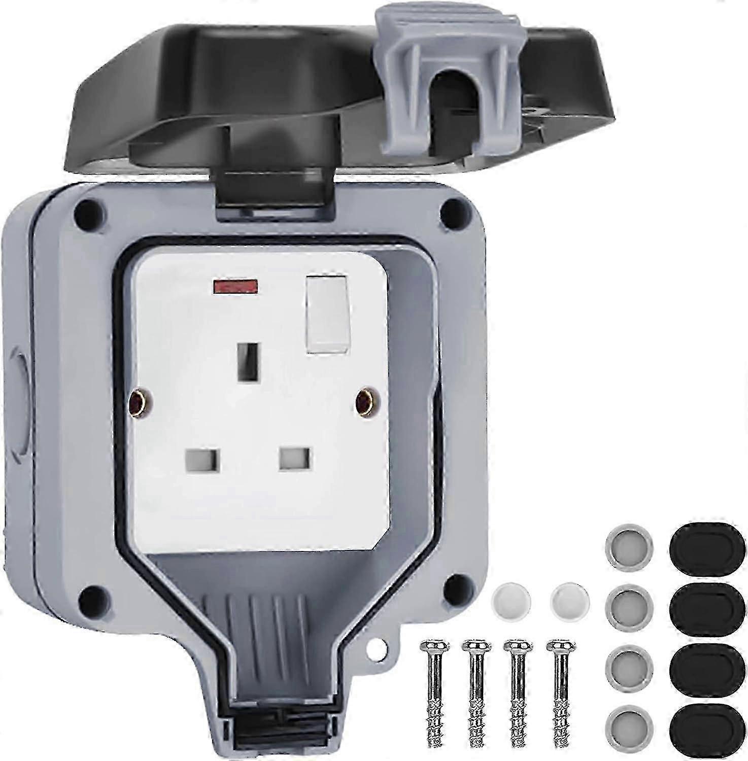 Double Waterproof Switched Power Socket,Wall Electrical Outlets with Cover