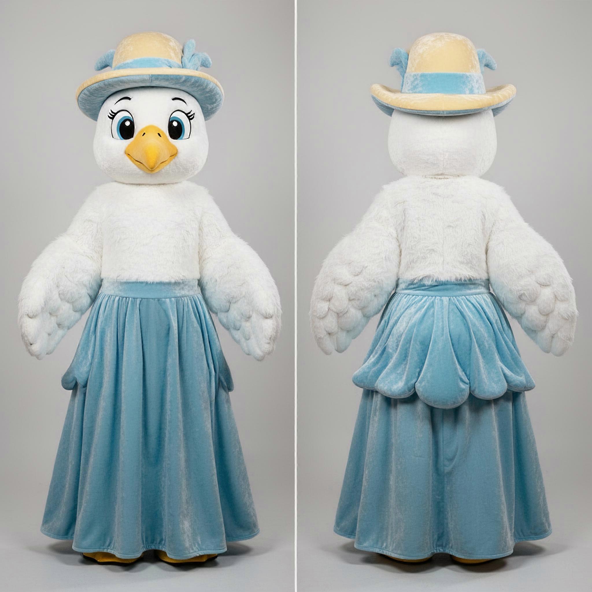 MASTICOT Ivory White Fluffy Albatross Mascot