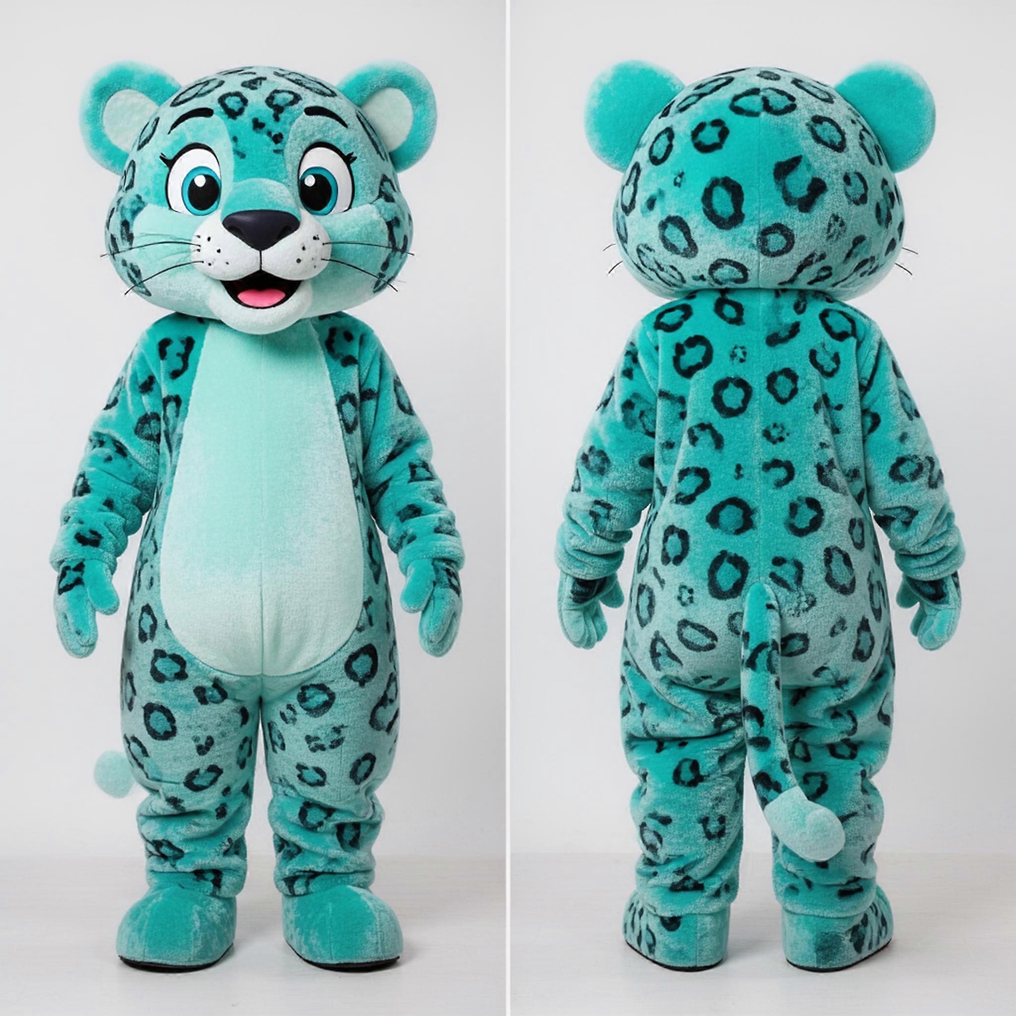 MASTICOT Turquoise Cartoon Leopard Mascot