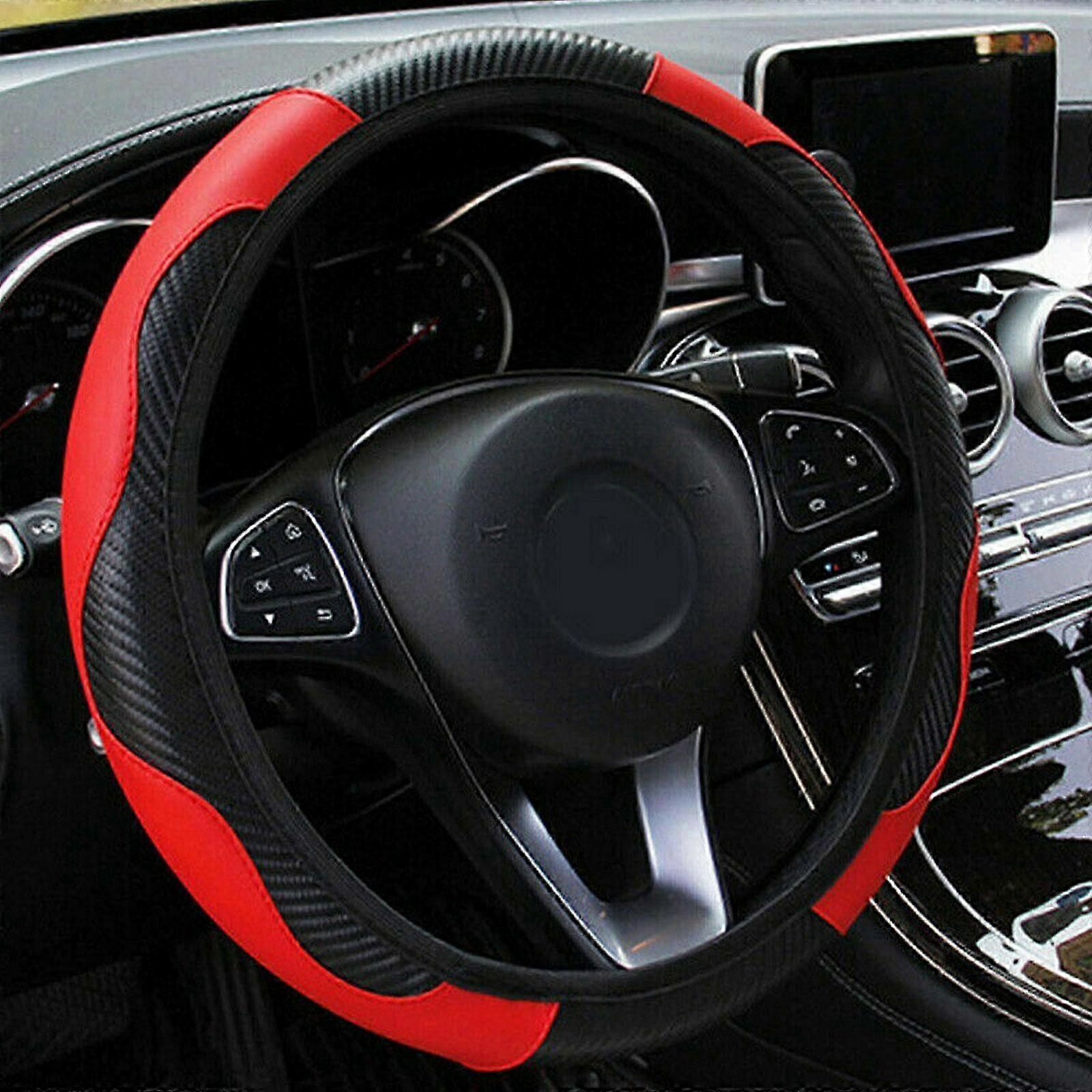 Red 38cm Microfiber Steering Wheel Cover
