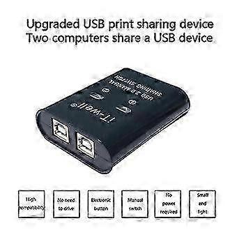 USB 2.0 Manual Sharing Switch Printer Sharing Device Hub 2 in 1 Out Splitter