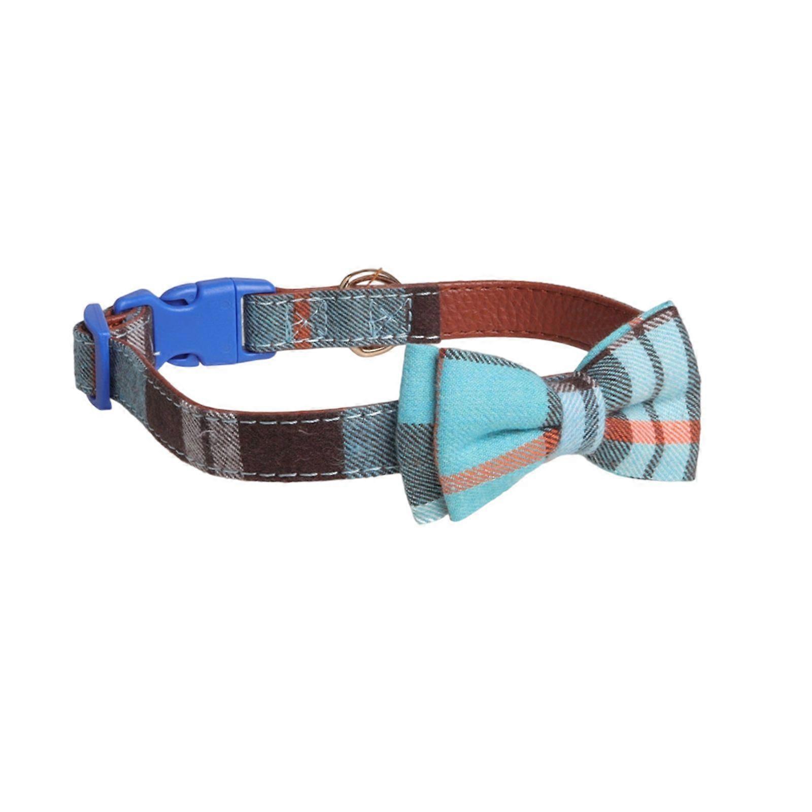 Adjustable Plaid Bow Collar for Small Medium Dogs