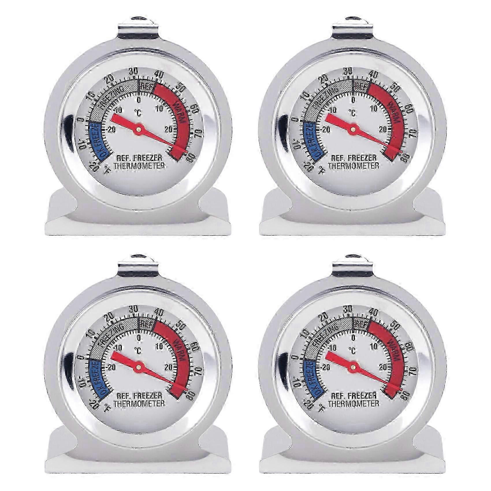 4Pc Freezer Thermometer with Red Indicator compatible with Refrigerator Cooler