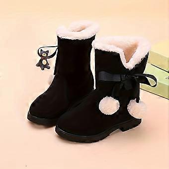 Winterstiefel für Mädchen (für mittlere und ältere Kinder), gefütterte, warme Prinzessinnen-Stiefeletten, niedliche Babystiefel für kleine Mädchen mit zwei zufällig ausgewählten Schleifen