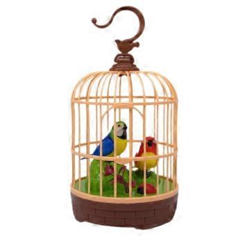 Voice Activated Bird Toy with Light, Lifelike Singing Moving Bird in Cage for Kids Room Decor