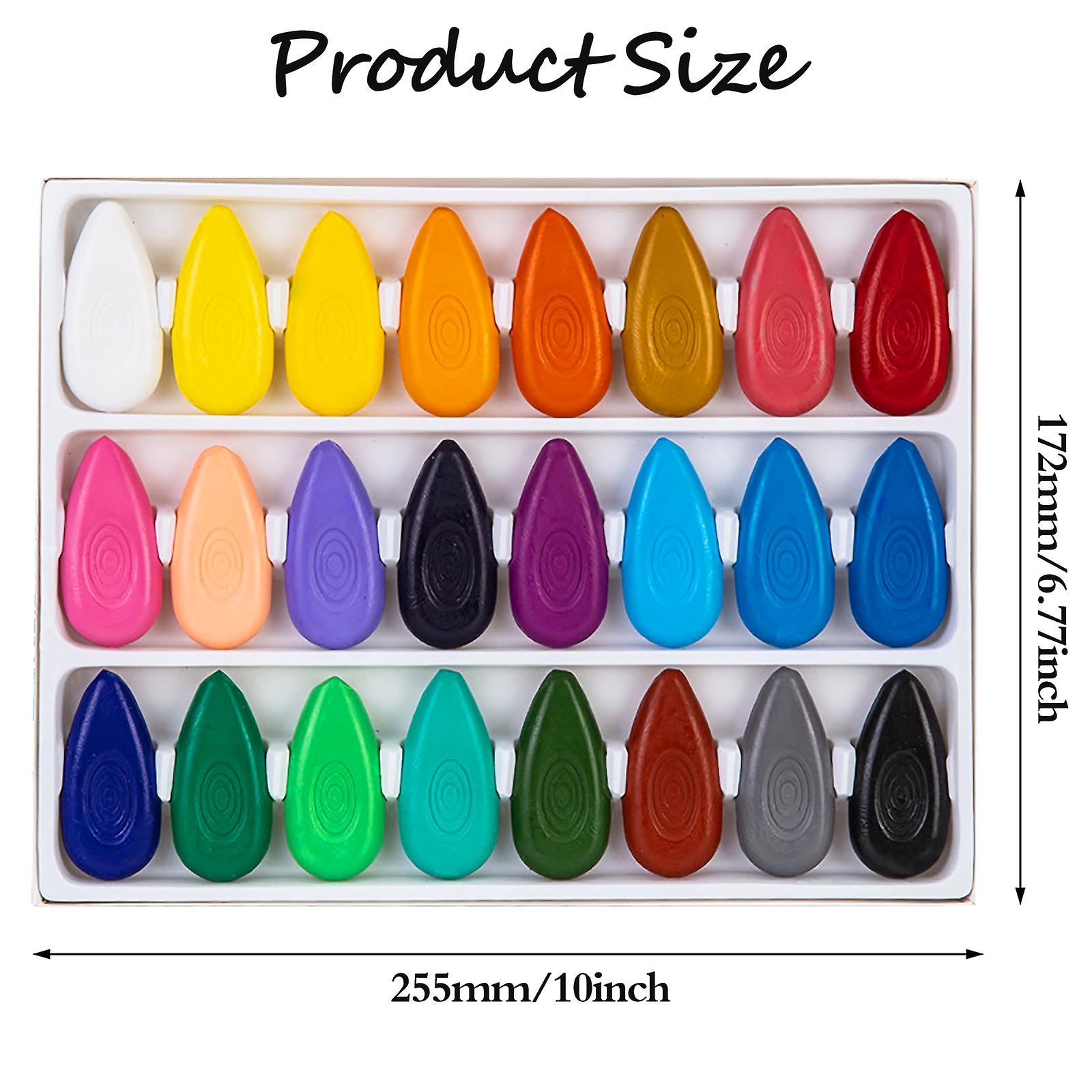 Ruiyele 24 Colors Toddlers Washable Crayons Colorful Water-drop Shape Crayons Si