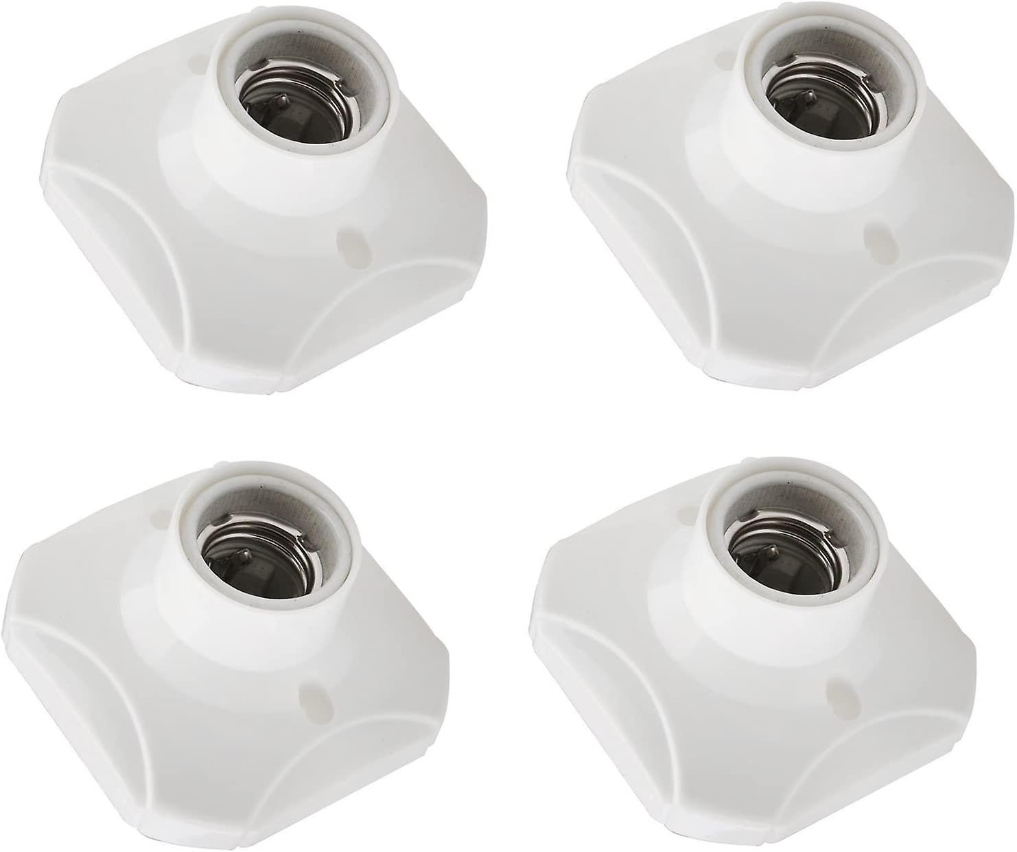 2023 - حامل مصباح E27 4 قطع ، قاعدة بلاستيكية E27 ، حامل مصباح لولبي دائري ، تيار متردد 220-250 فولت ، أبيض