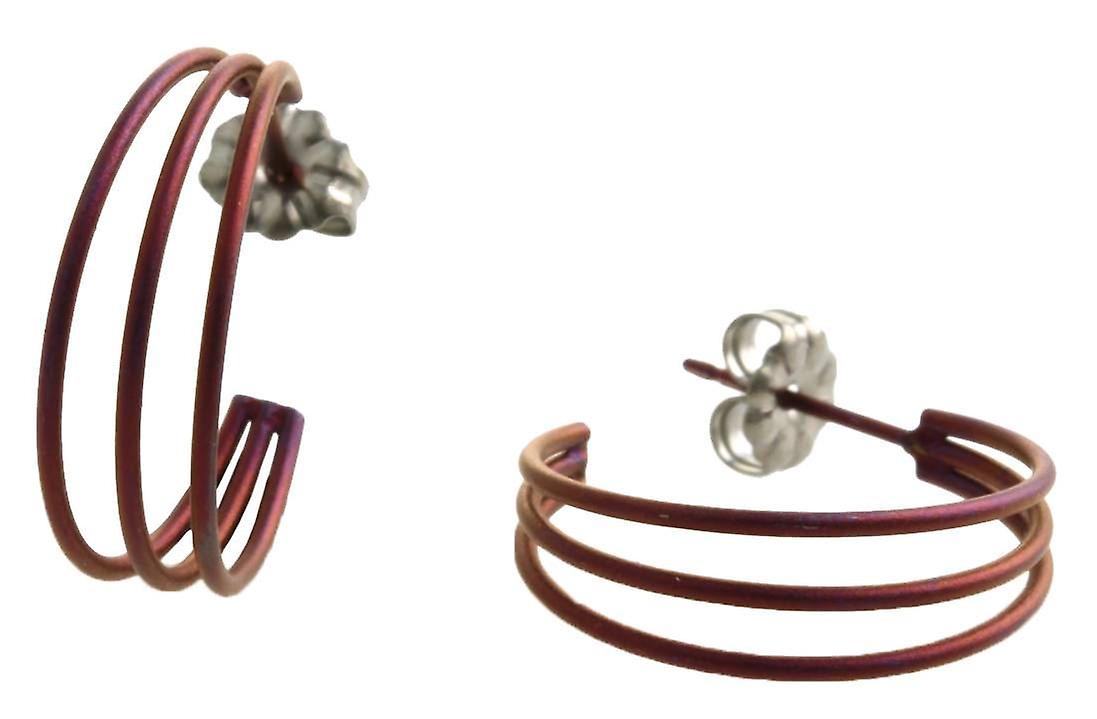 Ti2 Titanium Three Strand Hoop Earrings - Coffee Brown