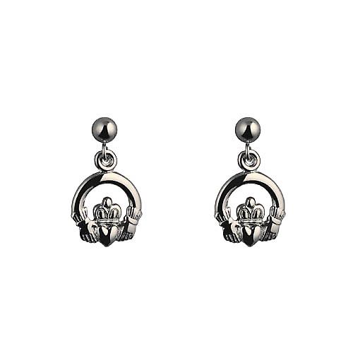 Silver 9mm dropper Claddagh Earrings