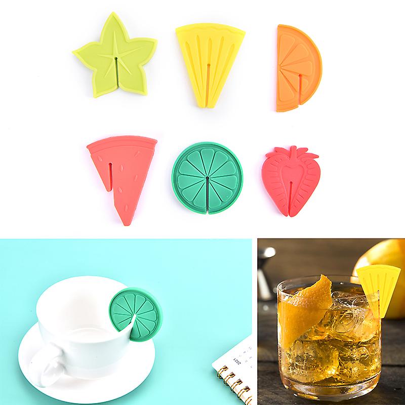 6pcs Fruit Pattern Silicone Wine Glass Durable Drink Marker For Drinks Cups