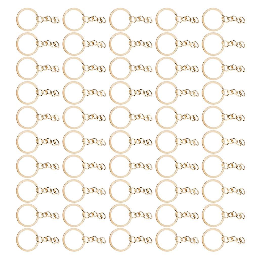 50 Pieces Key Ring Blank Keychains Split Ring Gold Tone Findings 4 Link 20mm