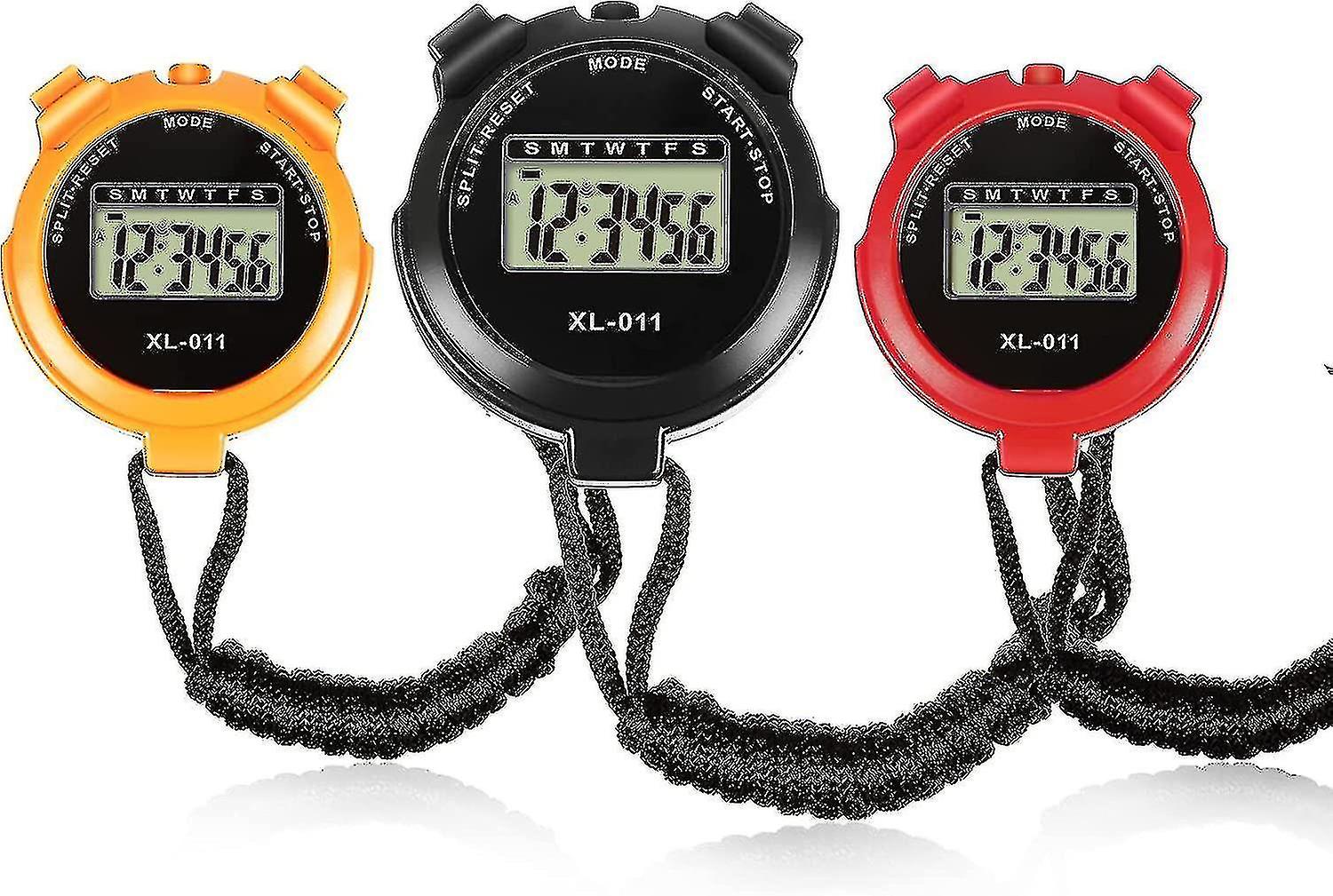 3 Pieces Sports Stopwatch Timer Multi-function Sport Digital Stopwatch Large Display With Date Time 