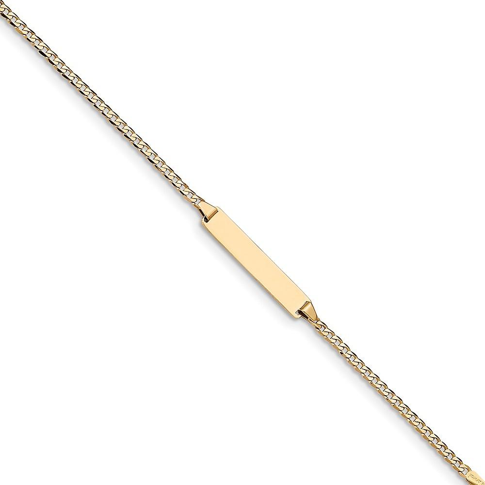 4.5mm 14k Solid Yellow Gold Flat Curb Link ID Bracelet Identification-Bracelet - Length: 5.5 to 6