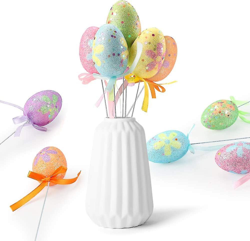 12 Colorful Easter Eggs, Styrofoam Egg Decoration Easter Decoration For Garden/door/window  hy