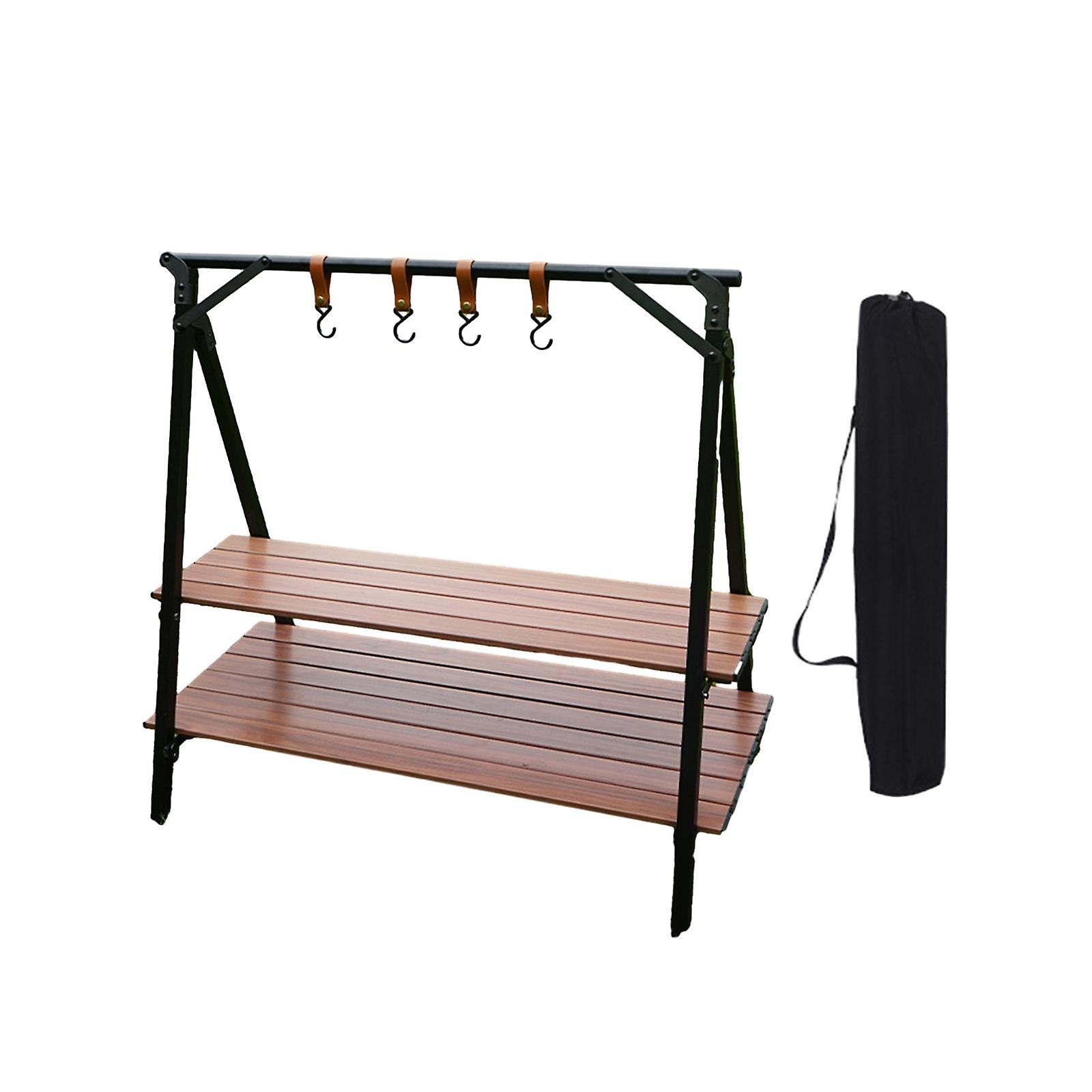 Camping Cookware Hanging Shelf Storage Rack with Hooks for Gardening Parties