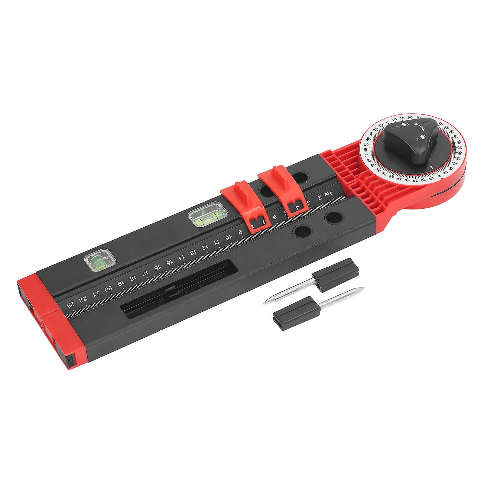 Miter saw protractor metal angle measurement, with bubble level