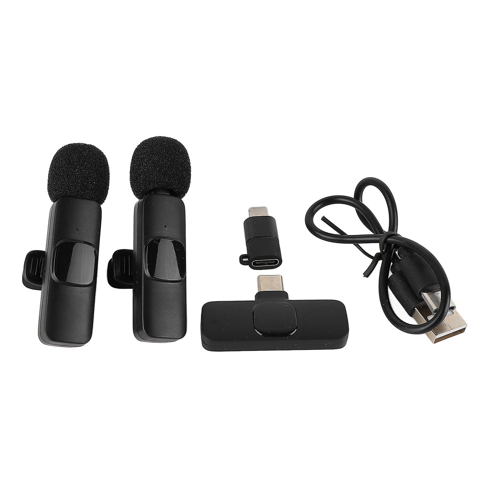 K9 Dual Wireless Lavalier Microphone: Noise Reduction, Type C & iOS Compatible, Rechargeable