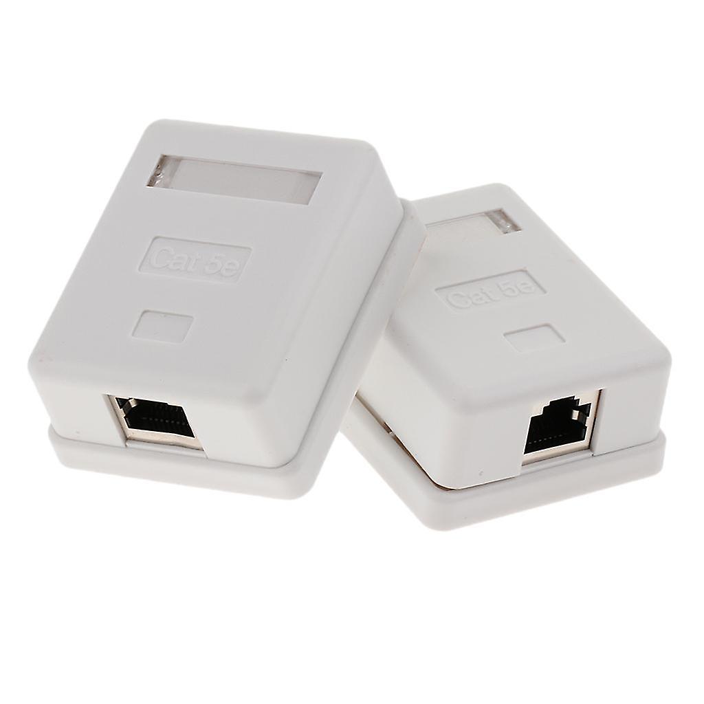 2 x Cat5e Single Port Surface Mount Outlet Box  Face Plate Backbox Combo