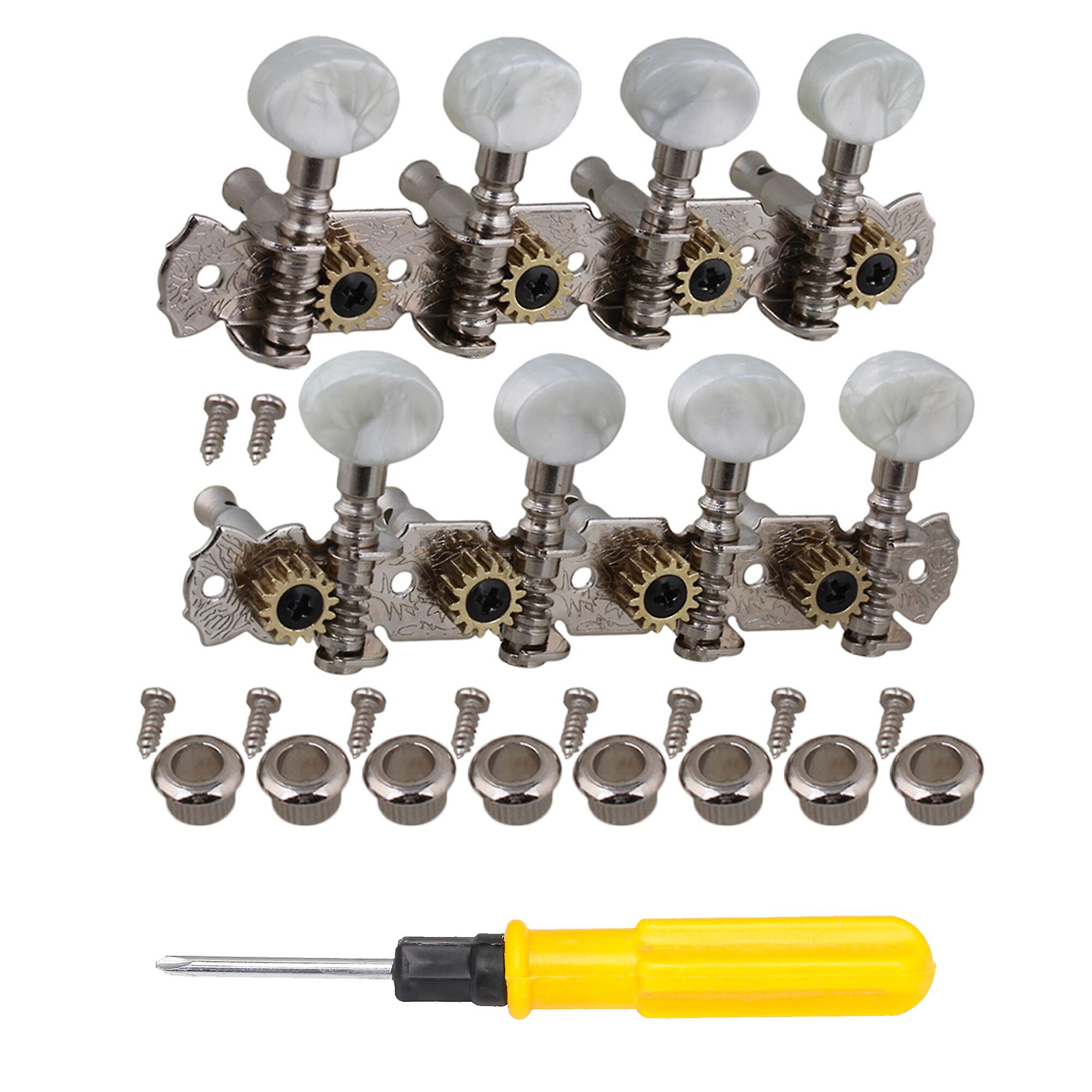 3 Pcs Silver Machine Heads Tuners for 8-String 1 L 1 R w/ Screwdriver