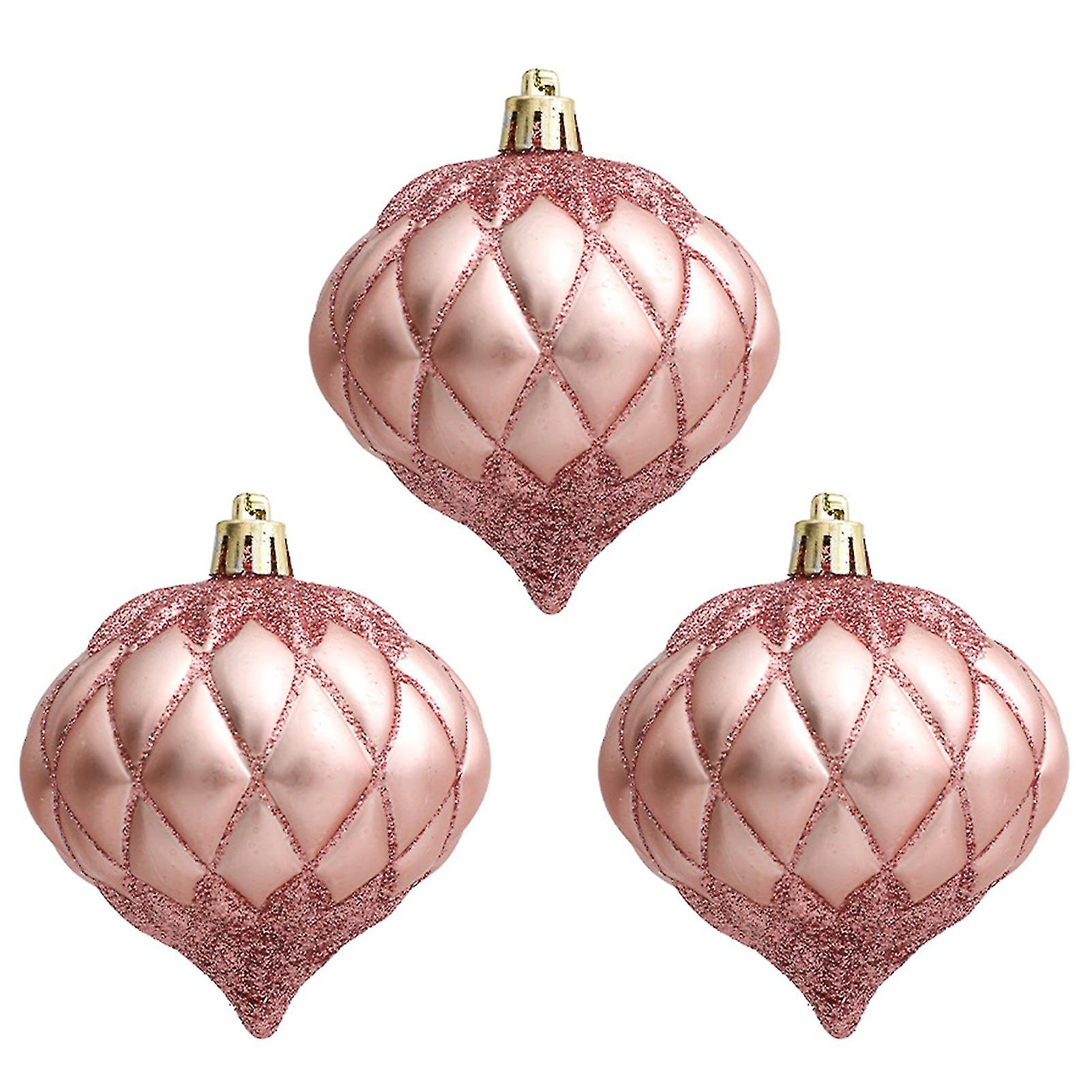 3pcs/box Xmas Ball Onion Design Fine Texture Christmas Decoration Plastic Xmas Hanging Tree Ornament Set Home Supplies Jiyuge-hao