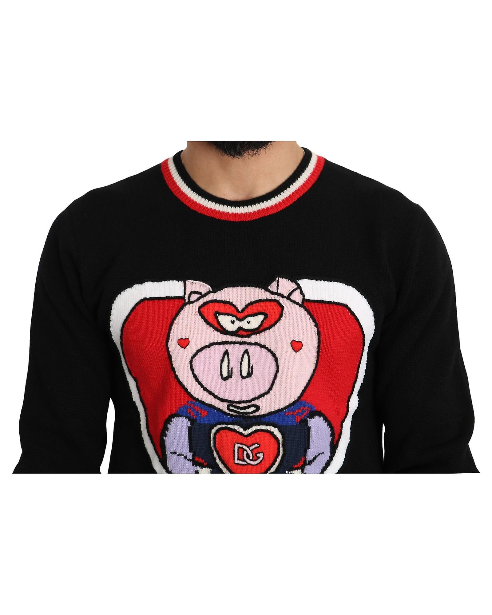 Dolce & Gabbana Black Sweater Pig of the Year Hooded