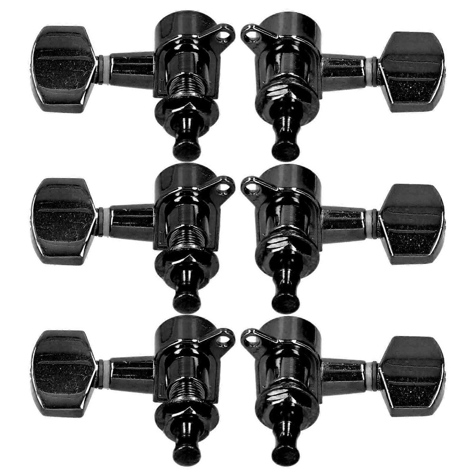 3 Left3 Right Guitar Tuning Pegs Machine Heads Tuner Electric Instrument with Screw(Black )