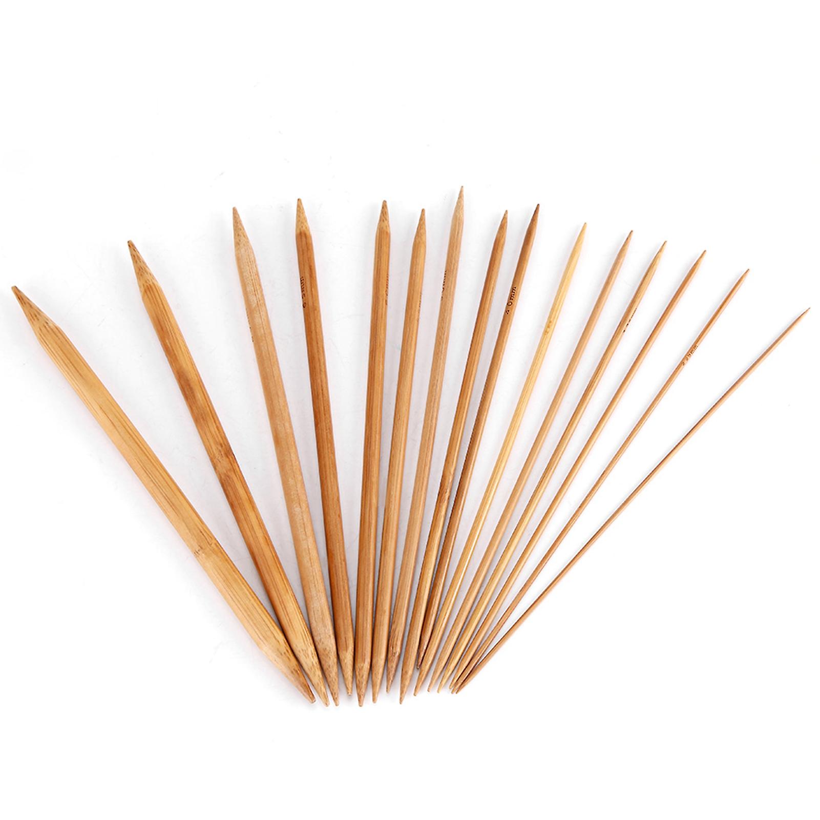 Bamboo Knitting Needles Double Pointed Set, 15 Sizes from 2mm to 10mm, Smooth Finish for Easy Stitching