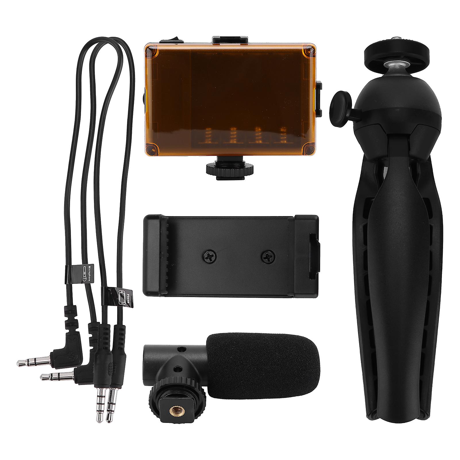Portable Live Video Shooting Kit Mobile Phone Photography Set with Fill Light Microphone Tripod Phone Holder