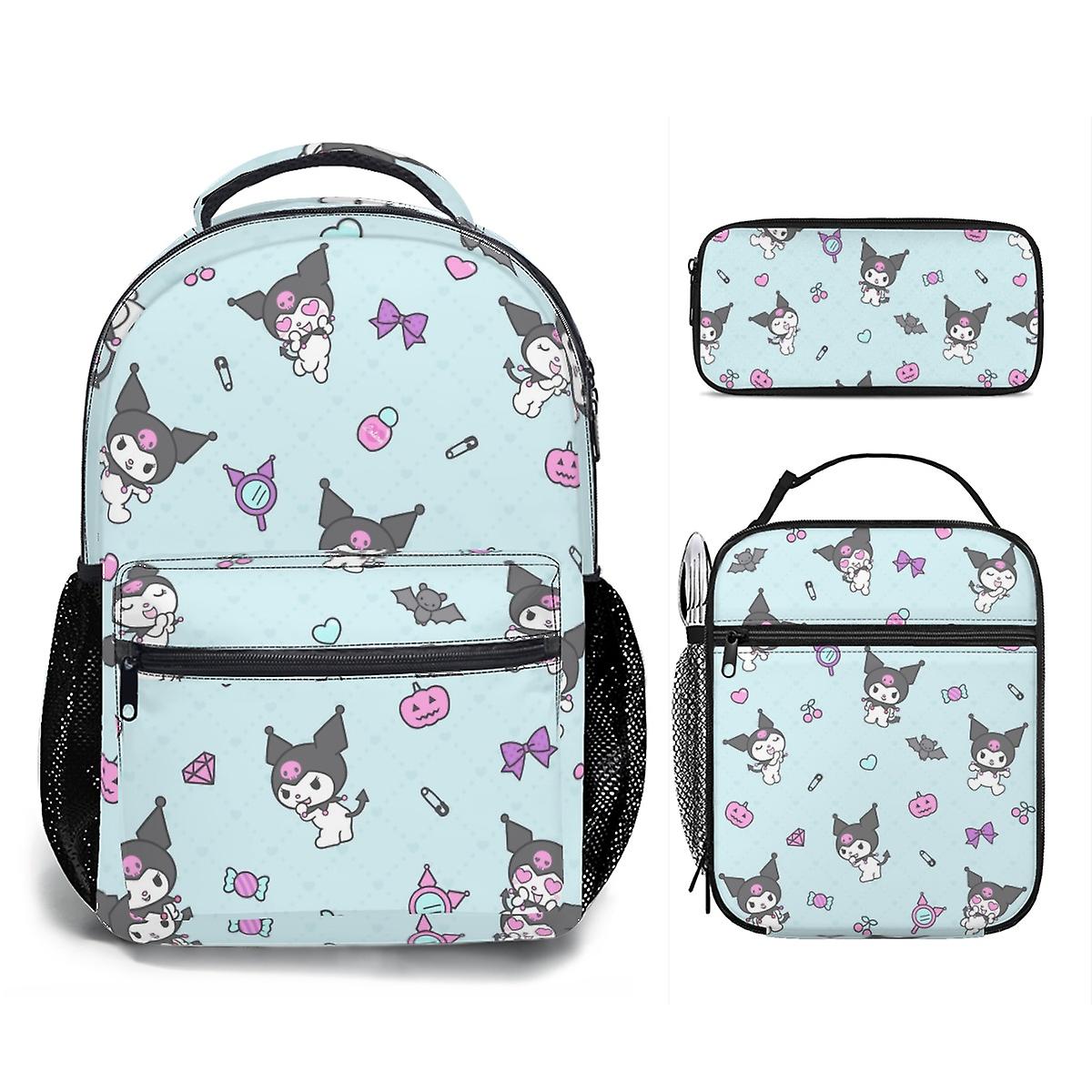 Carino Hello Kitty 3D Scuola Zaino Lunch Box Astuccio Kawaii Kuromi Borsa  Da Viaggio Zainetto, C-100