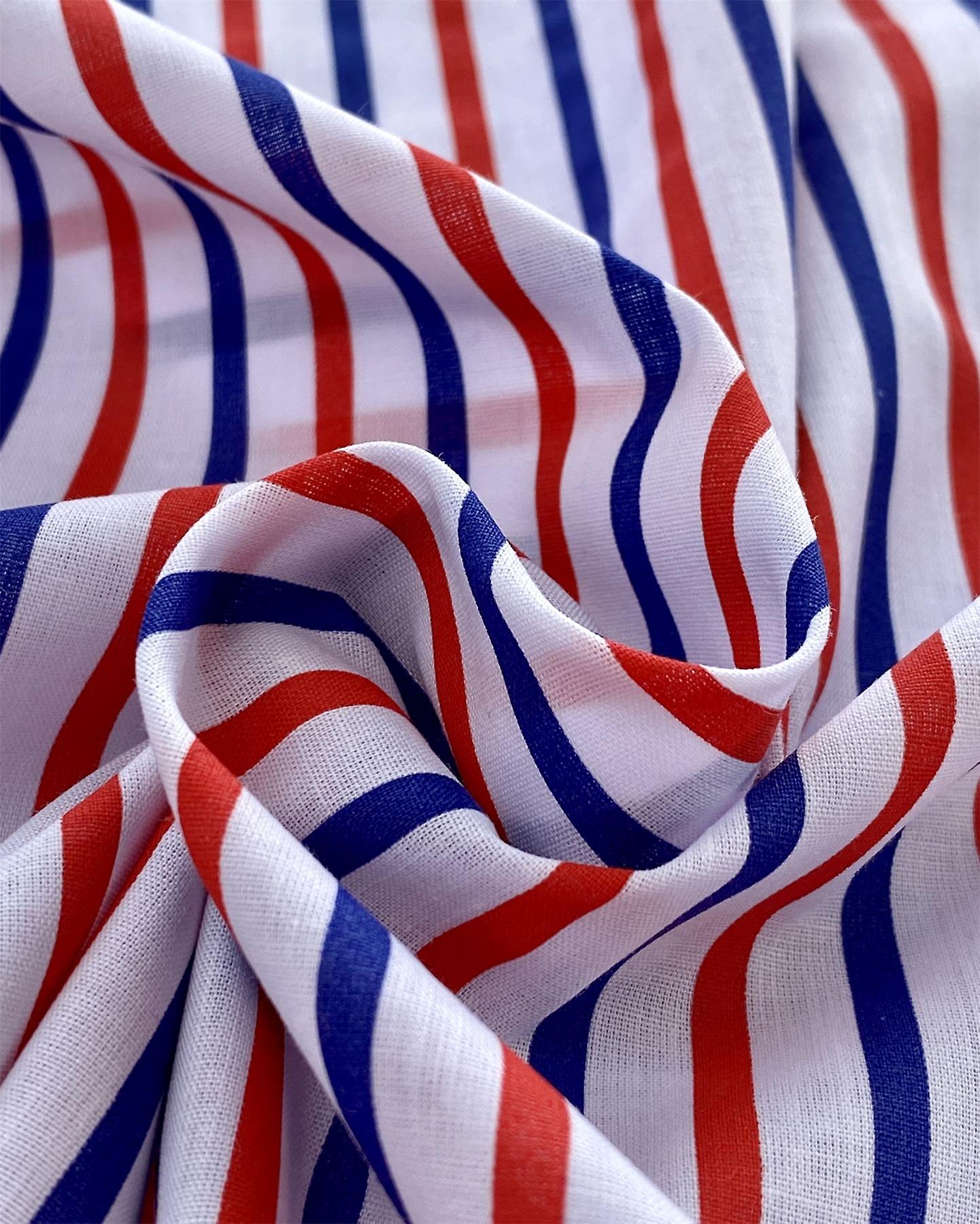 Potištěná Polybavlněná Látka Červená Bílá Modrá - na metr