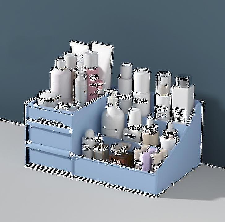 Cosmetic storage box drawer type plastic storage rack???blue??