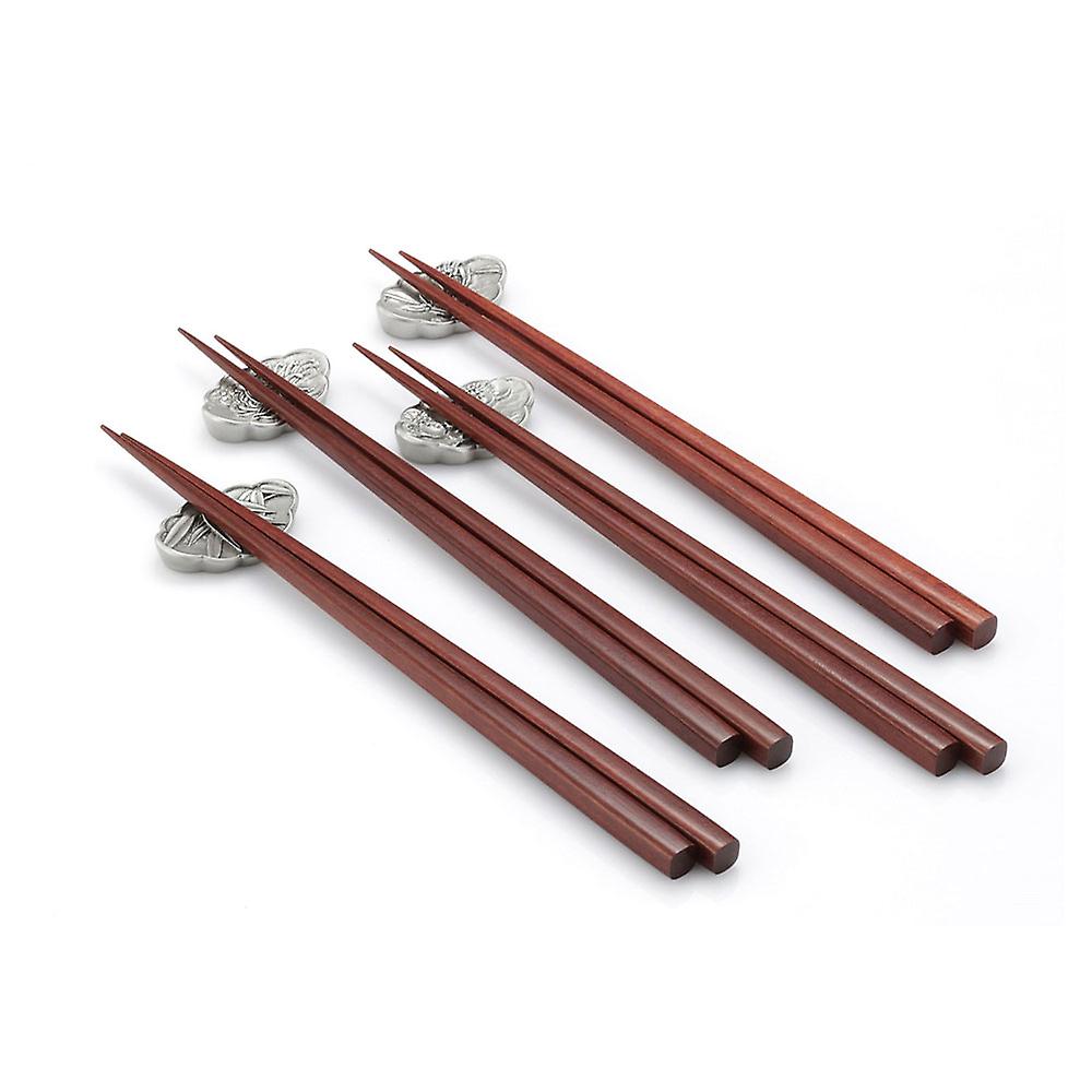 Royal Selangor 4 Gentlemen Collection Pewter Chopsticks and Rests Set Silver