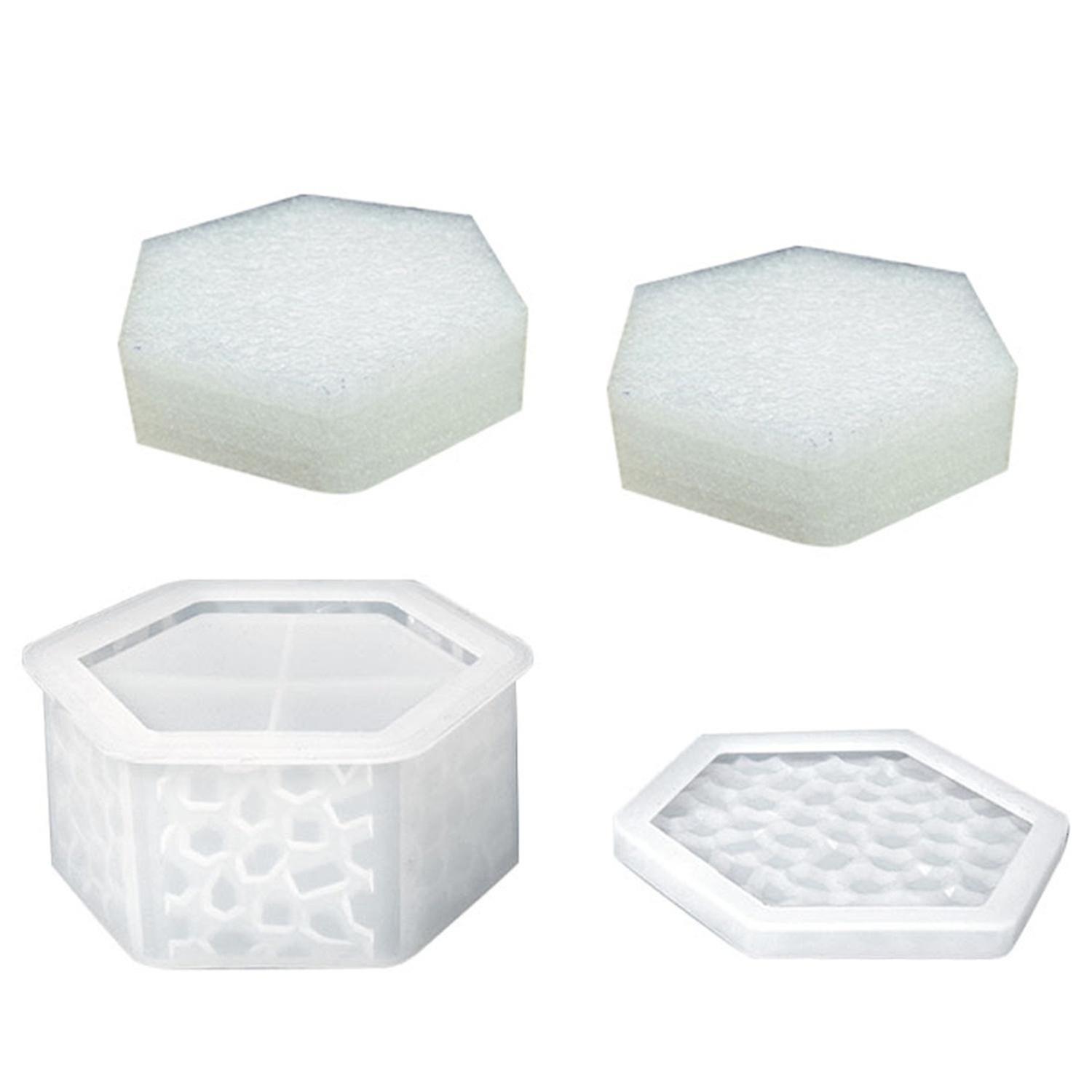 1 Set Storage Box Mold Anti-deformed Silicone Hexagon Shape 3D Jewelry Case DIY Resin Mould Househol
