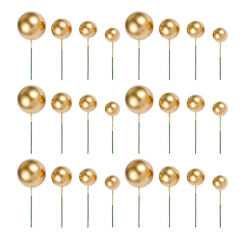 24pcs Golden Ball Cake Toppers