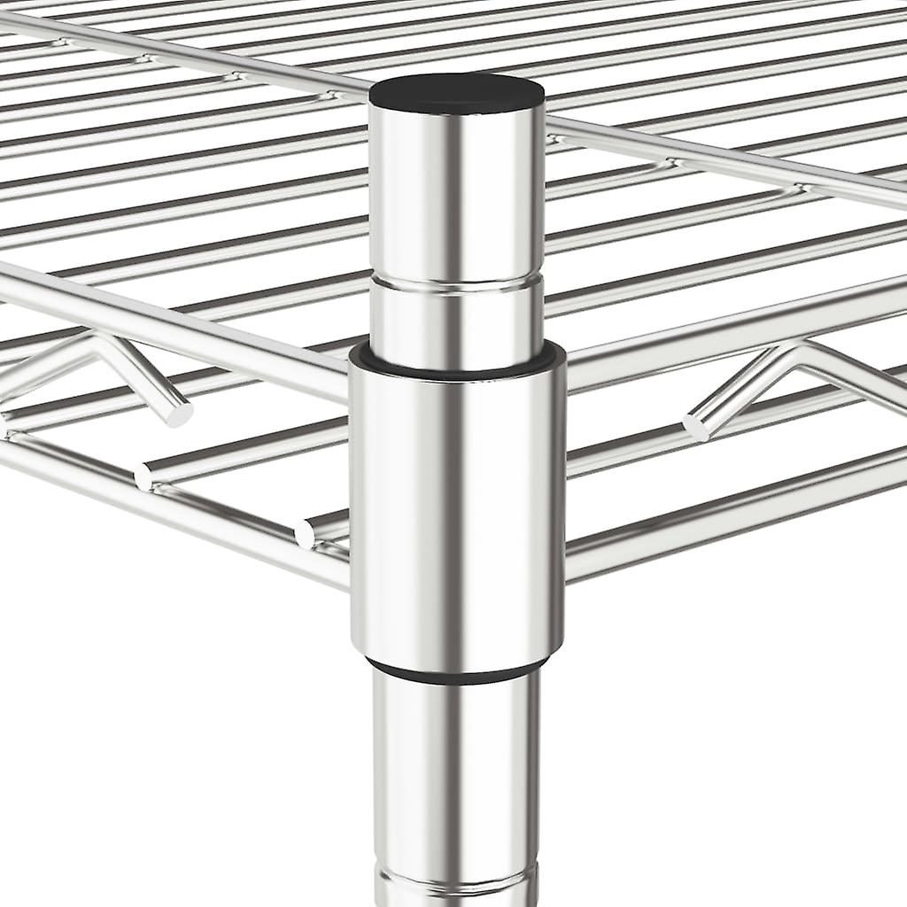 vidaXL Lagerregal mit 3 Böden und Rollen 60x35x81 cm Verchromt 150 kg