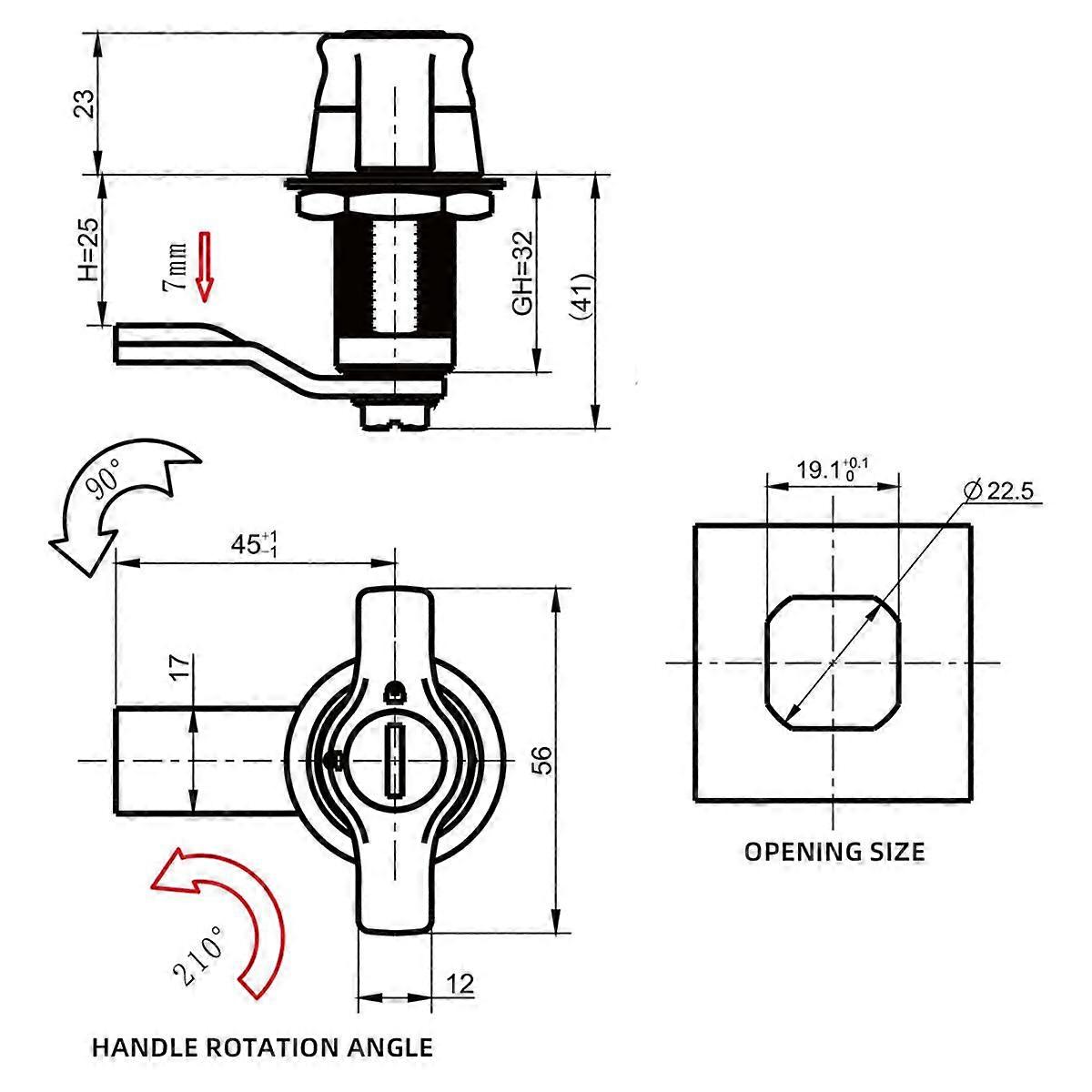 RV Cabin Door Lock Compression Seal Lock Luggage Compartment Door Lock Oval Handle Rotary for Trailer RV