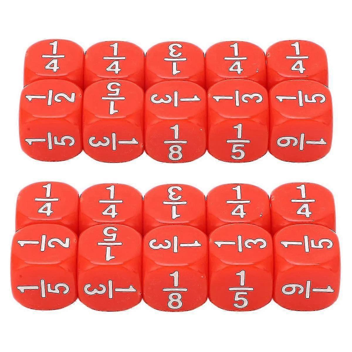 Teaching Set,20pcs Fraction Class Set Acrylic,6 Sided Fraction , Red