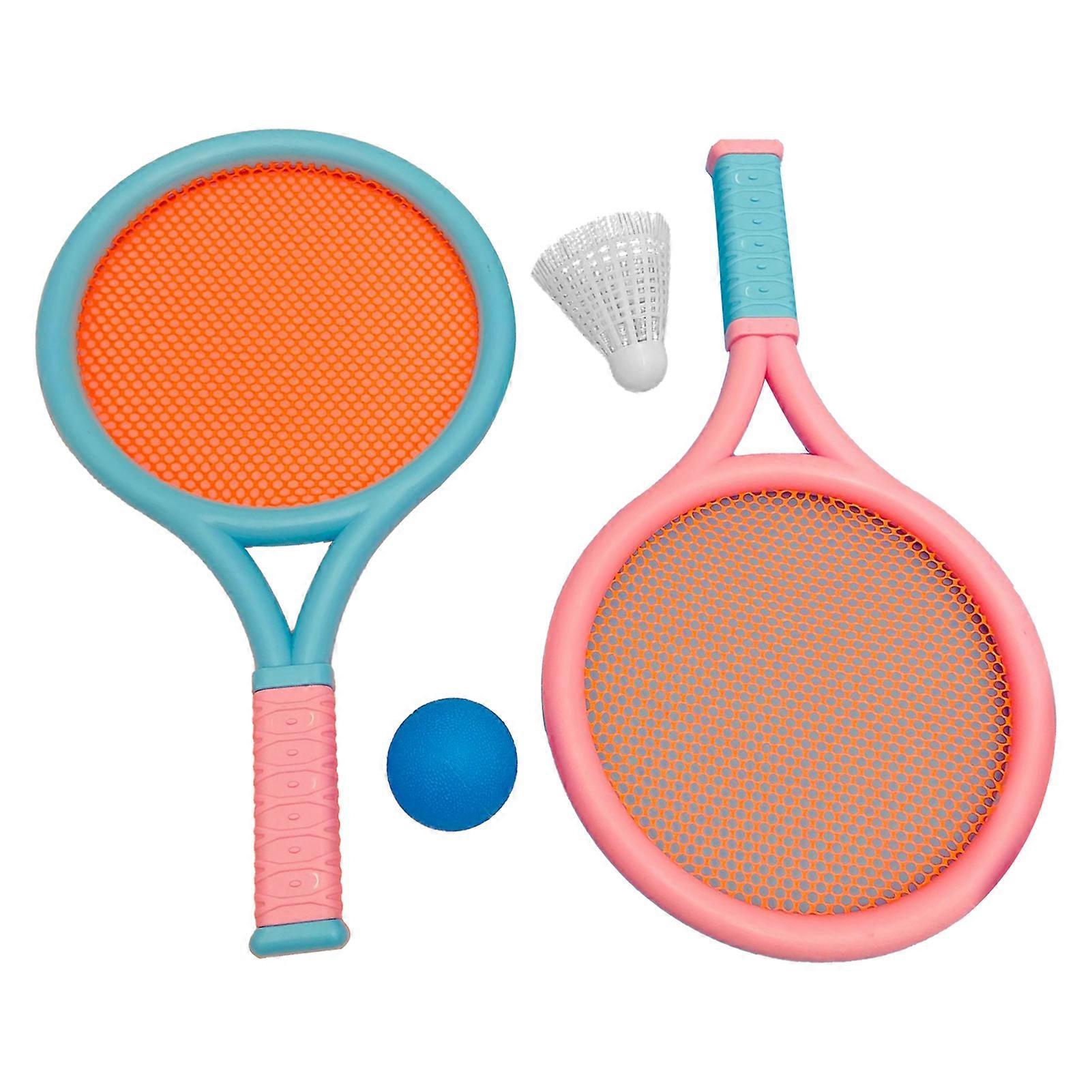 Children Badminton Racket Slip Resistant Durable Elastic Portable Tennis Racket Set For Kids 2 Rackets 2 Balls Blue Pink