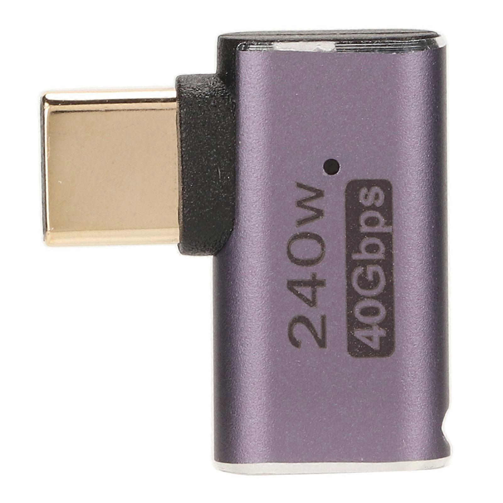 Type C Adapter USB4.0 HD 8K 40Gbps PD240W Fast Charging Aluminum Shell Portable Type C to Type C Adapter for Cell Phone Male to Female, Side Bend