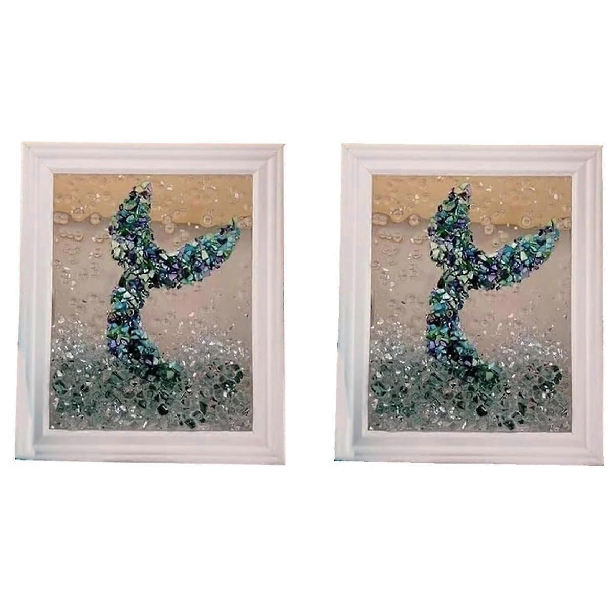 Ocean Glass Art Set, Suitable for Adult DIY Assembly, Ocean-Themed Home Decoration Fishtail