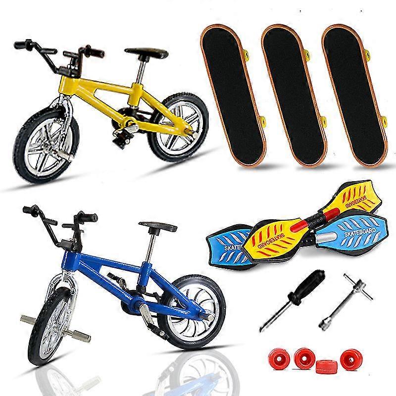 Mini Finger Leker Sett Finger Skateboards Finger Sykler Sparkesykkel Tiny Swing Board Fingertupp Bevegelse
