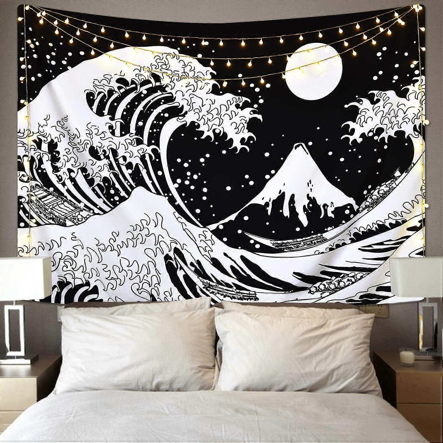 Japanese Wave Tapestry,Kanagawa Great Wave Wall Tapestry, Wave Tapestry With Sun Tapestries