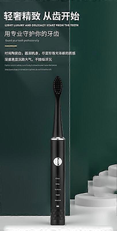 Vibrating Adult Electric Toothbrush 5 Modes Charging Ultrasonic Replacement Head Waterproof Strong Cleaning Soft Head