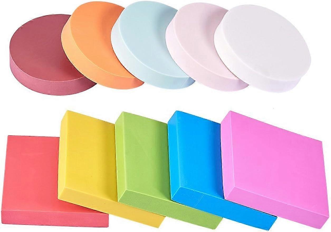 10Pcs 50mm Flat Round and Square Mixed Rubber Stamp Carving Blocks