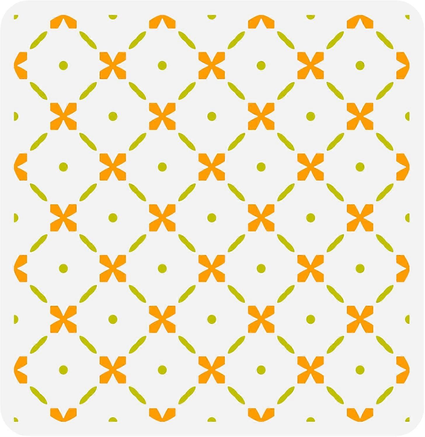 Moroccan Geometric Stencil 11.8x11.8 inch Grid Tile Wall Stencil Plastic Square Dots Flowers Pattern Stencil Modern Geometric Stencils Reusable Stenci